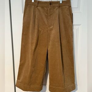 Ralph Lauren: Camel Colored Fine Corduroy Trousers with Front Pleats. Size 6